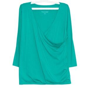 Soft Surroundings Wrap Top 3/4 Sleeve Boho Casual Coastal Feminine Minimalist XL